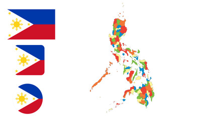 Fototapeta na wymiar Philipines map. and flag. flat icon symbol vector illustration 