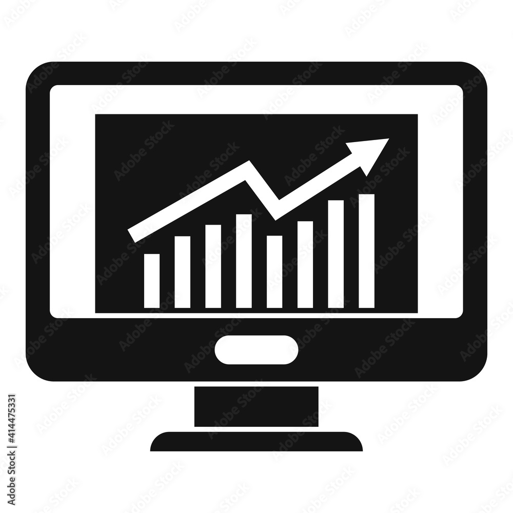 Poster office manager monitor graph icon. simple illustration of office manager monitor graph vector icon f