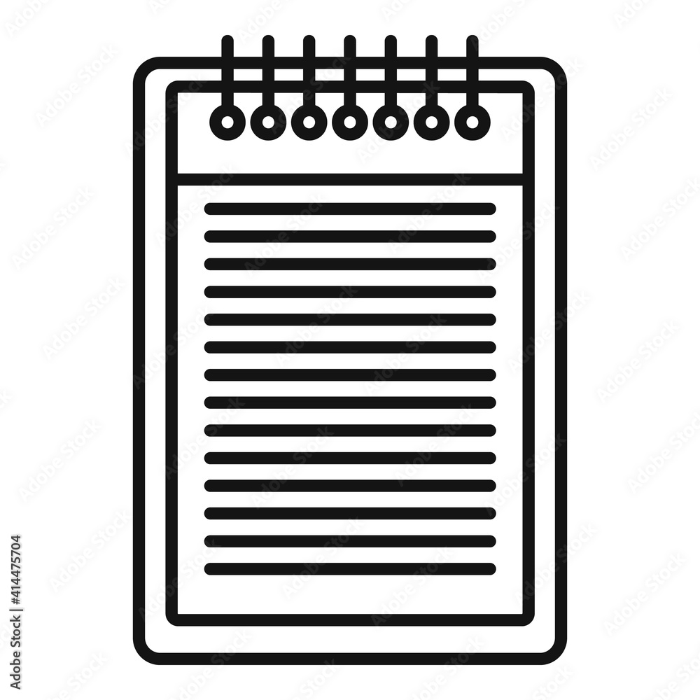Poster office manager notepad icon. outline office manager notepad vector icon for web design isolated on w