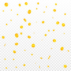 Thai baht coins falling. Worthy scattered THB coin