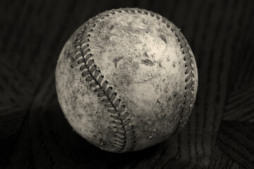 baseball in black and white 