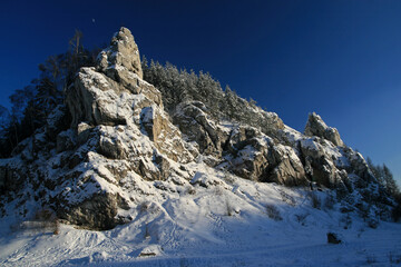 Rock formations in Kobylanska valley in Polish Jura, Poland