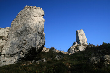 Rock formations in Polish Jura near Ogrodzieniec Castle, Poland