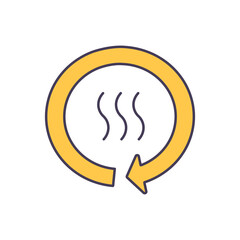 Low boiling liquid yellow RGB color icon. Steam in pipes. Generation of electrical energy from thermal energy of underground sources. Geothermal heat pump system. Isolated vector illustration