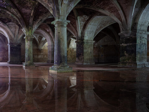 The interior of the magnificent portuguese water cistern, with fresh water on the floor.
El-Jadida, Morocco.