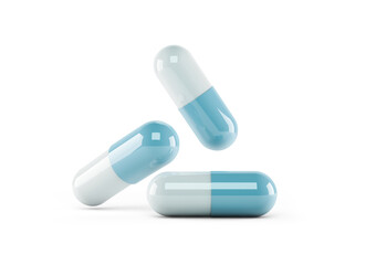 Medicine capsules isolated from the white background. 3d rendering