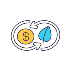 Solar and wind power costs RGB color icon. Renewable energy sources. Deployment of renewables. Reaching price and performance parity and grid. Cheapest energy sources. Isolated vector illustration