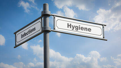 Fototapeta na wymiar Street Sign to Hygiene versus Infections