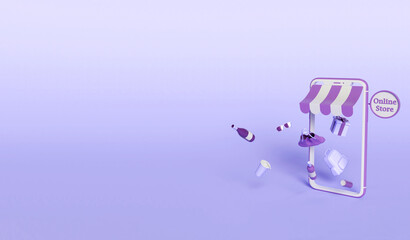 3D Illustration. Online shopping and e-commerce concept.