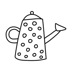 Watering can. Garden tool isolated. Gardening equipment. Vector doodle illustration.