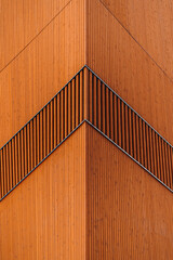 Wooden wall of a modern design building