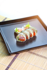 delicious pieces of tasty and healthy fish sushi