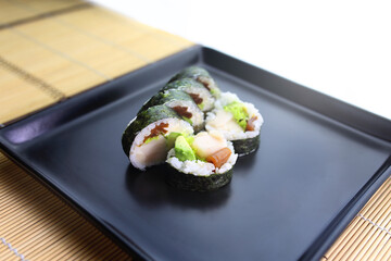 delicious pieces of tasty and healthy fish sushi