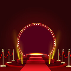 Luxury red carpet on stage