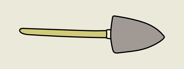 Spade or trowel. Garden tool isolated. Gardening equipment. Vector doodle illustration.