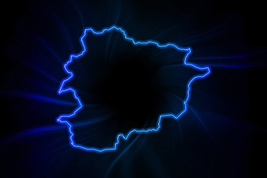 Glowing Map of Andorra, modern blue outline map