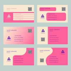 business cards set cream pink color
