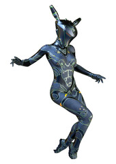 3D Rendering Space Super Woman on White