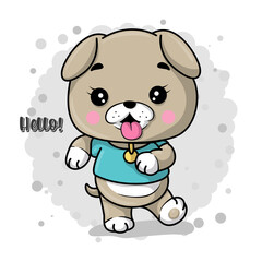 Be Happy Greeting card with cute Cartoon puppy