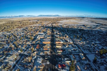 Aerial View of Del Norte, Colorado in Winter