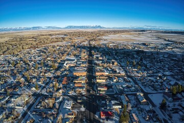 Aerial View of Del Norte, Colorado in Winter