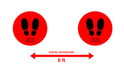 Please keep your distance 6 feet or 2 meter vector sign, Social distancing concept