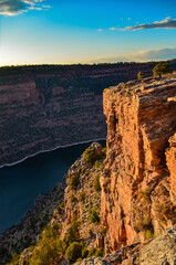View from Canyon Rim trail in Flaming Gorge Utah National Park of Green River high angle aerial overlook