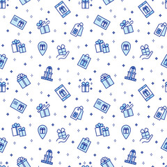 Fototapeta premium Seamlss pattern of gift box, such as Gift box, present, package, price tag, gift card. For christmas, New Year surprise design