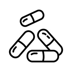Pills and capsules vector icon. Isolated vector medicament and pharmaceutical symbol. Pill, linear style sign for mobile concept and web design