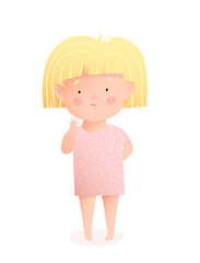 Cute little baby girl wearing a dress, hand drawn watercolor style vector.