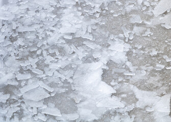 Ice with snow texture background. Fallen ice from the branches of the trees
