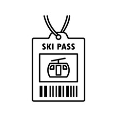 Ski pass design icon on white background. Snowboarding health resort symbol. Winter sport concept. Vector illustration