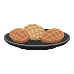 Plate of meatballs icon. Cartoon of plate of meatballs vector icon for web design isolated on white background