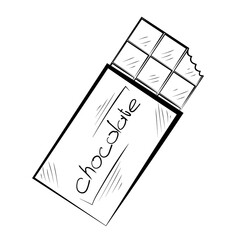 chocolate bar hand draw icon isolated on white background. Vector