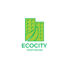 Modern and simple green leaf on building logo