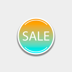 Bright round sticker with the word sale and shadow 
