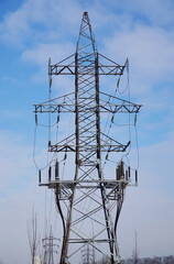 Poles with high voltage wires