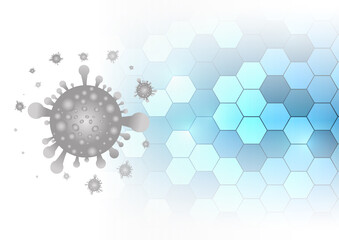 Vector : Virus and hexagons on blue medical background