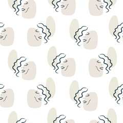Woman face outline beauty vector pattern illustration