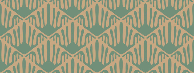 Seamless wallpaper. Ornamental repeating pattern. Tile brown and green print texture. Vector background