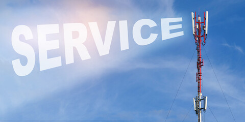Against the background of a blue sky with clouds it is written - SERVICE