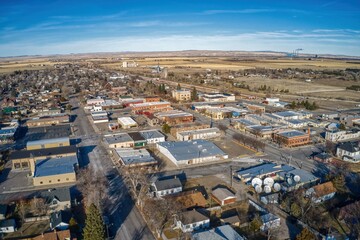 Aerial View of Wheatland, Wyoming during Winter