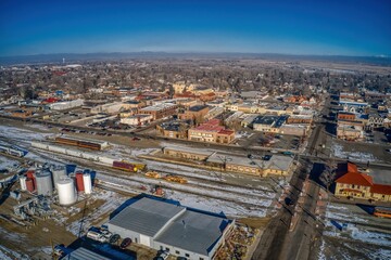 Obraz premium Aerial View of Alamosa, Colorado during Winter