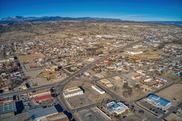 Aerial View of Espanola, New Mexico in Winter