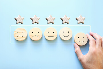 concept image of setting a five star goal. increase rating or ranking, evaluation and...