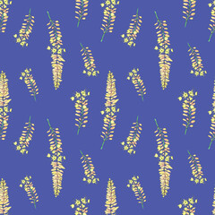 Seamless floral pattern with lupine flowers. Design or wallpaper, textile design, packing, textile, fabric. Salvia, lupin flowers