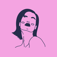 Modern abstract faces. Minimalism concept. Line art drawing style. Contemporary silhouette of woman. Hand drawn trendy vector posters, illustrations for print.