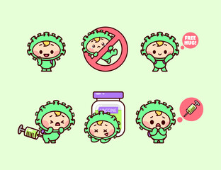 KAWAII VIRUS CHARACTER AND VACCINE COLLECTION SET.
