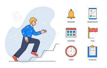 Task management - colorful flat design style poster