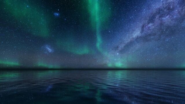 Milky way in the beach over the dark sky